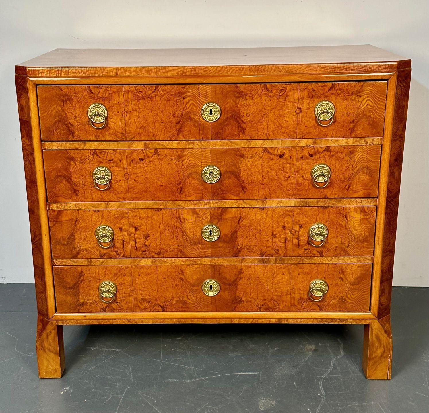 Refinished Biedermeier Four Drawer Satin Birch Chest, Dresser or Commode, 1850s

The whole of fine Satin Birch having been hand rubbed French polished to its original glory days. The case having four graduating drawers all with bronze drawer pulls