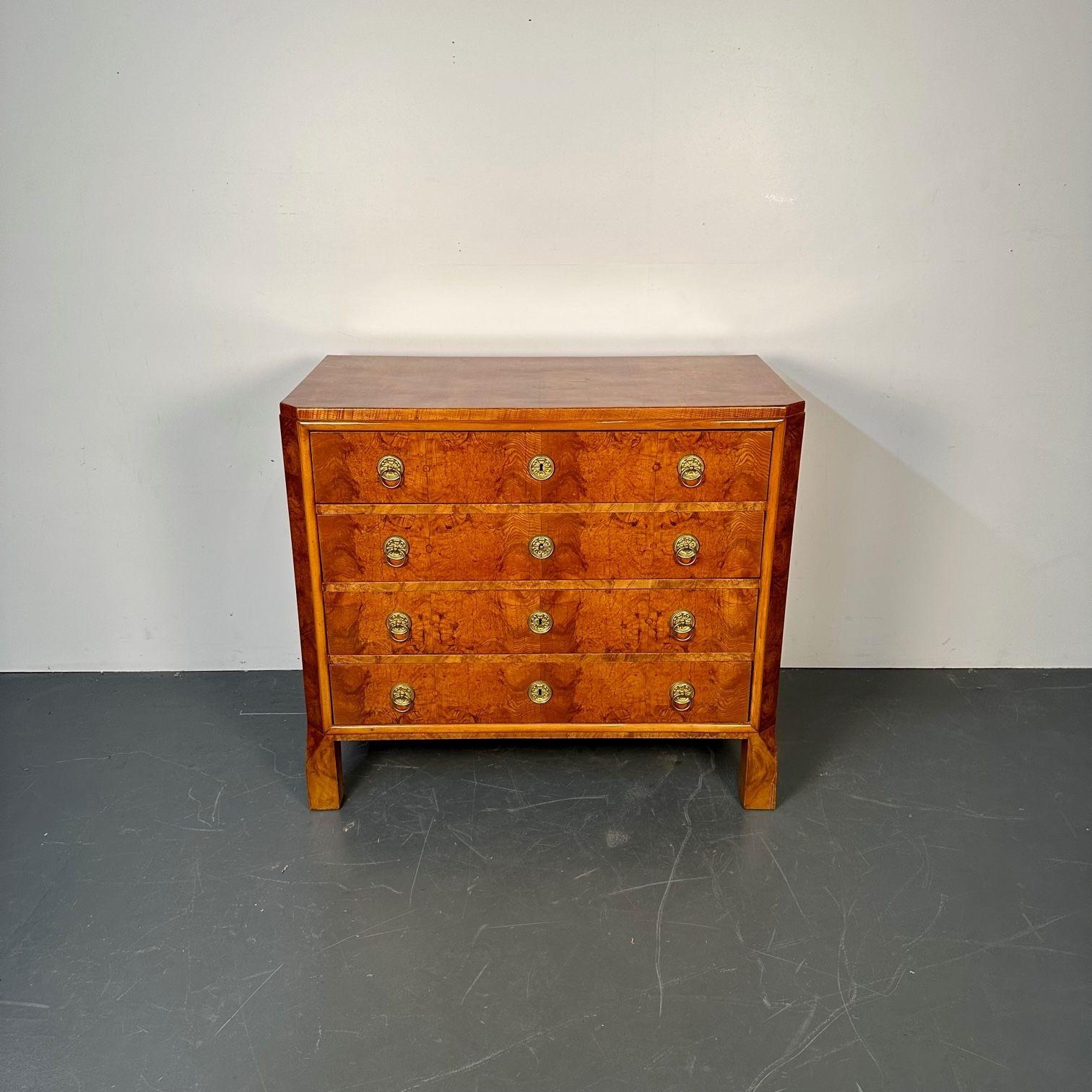 Refinished Biedermeier Four Drawer Satin Birch Chest, Dresser or Commode, 1850s In Good Condition For Sale In Stamford, CT