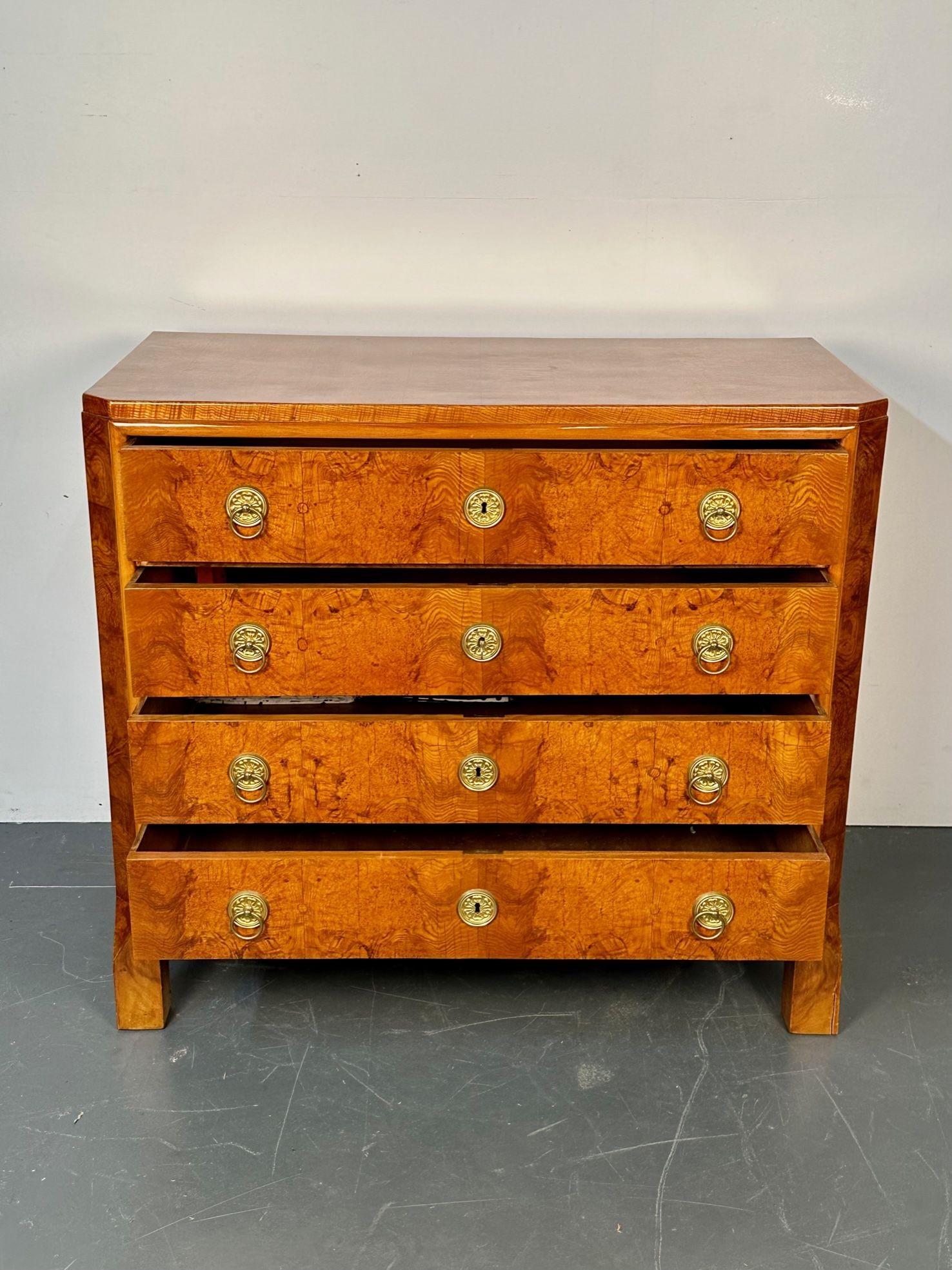 Refinished Biedermeier Four Drawer Satin Birch Chest, Dresser or Commode, 1850s For Sale 2