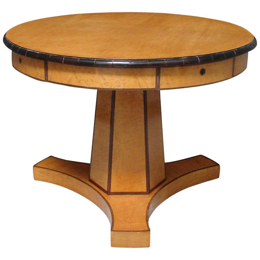 Biedermeier Satin Birch Ebonized Center Table with Hexagonal Base