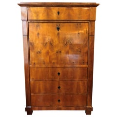 Biedermeier Secretaire a Abatant Walnut Veneer, German, circa 1820, Bureau