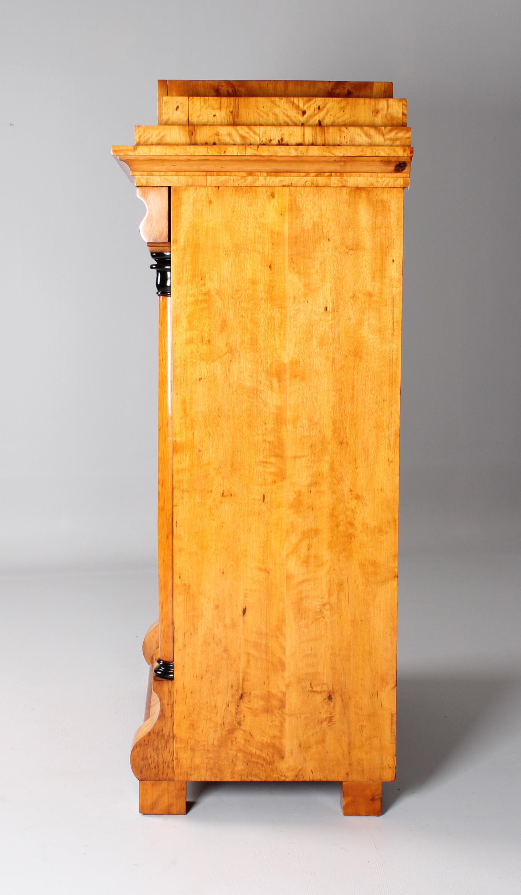 Biedermeier Secretaire, Light Birch Wood, Secret Compartement, Circa 1830 5