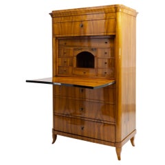 Biedermeier Secretaire, Walnut Veneered, circa 1820