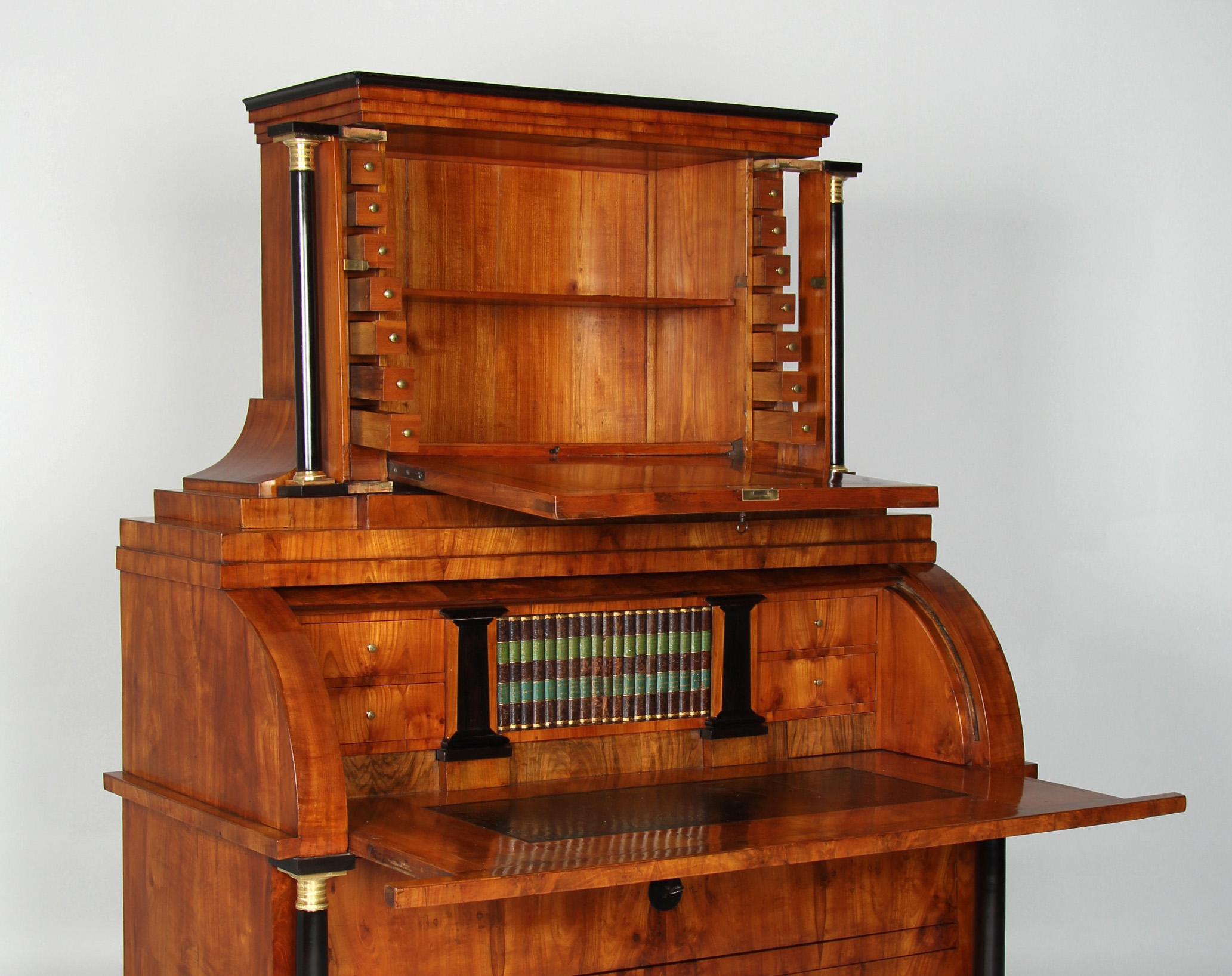 Cherry Biedermeier Secretaire With Hidden Compartements And Rare Mechanism, circa 1815 For Sale