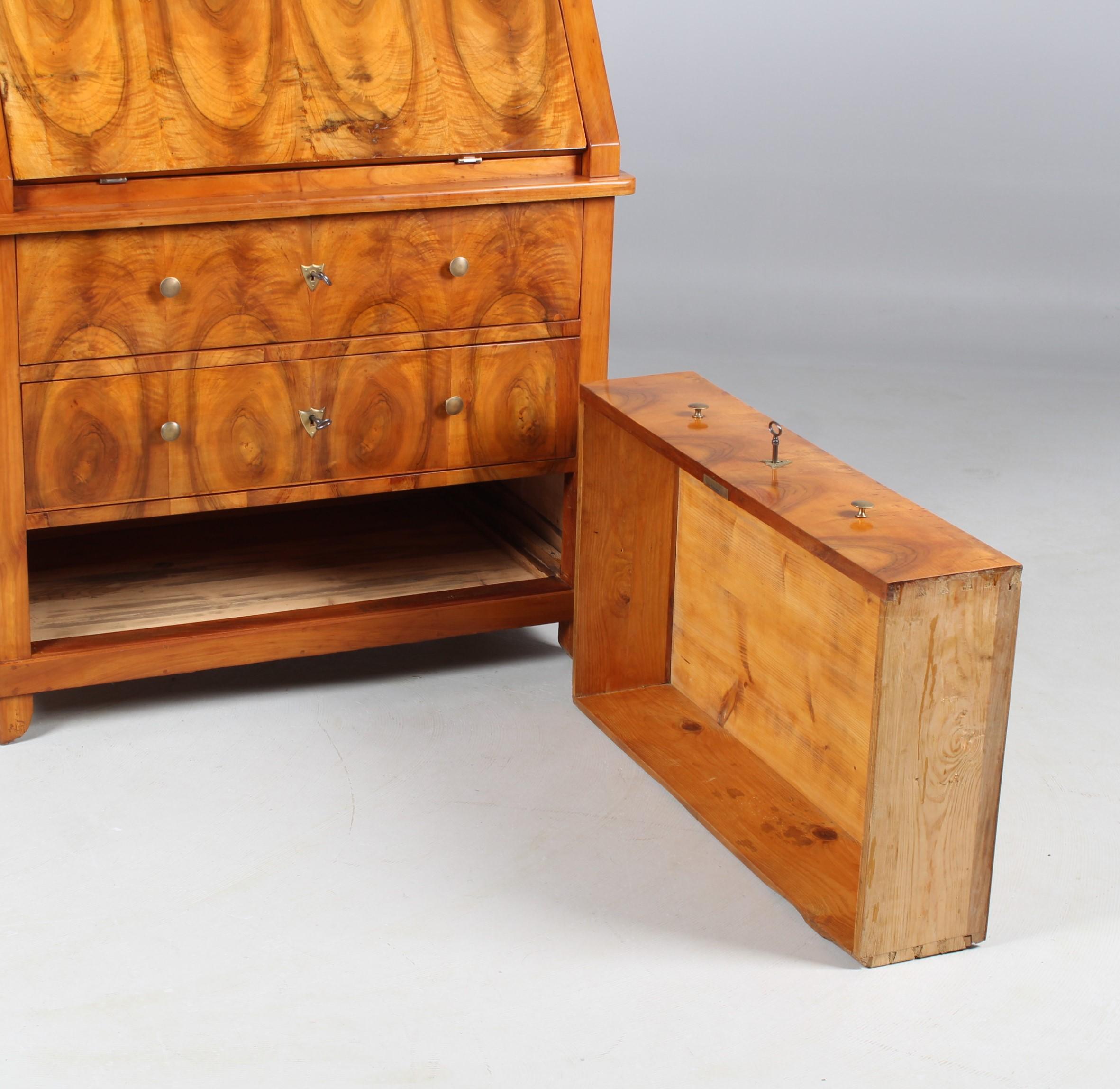 Biedermeier Secretary, Bookcase, Cherry, Walnut, 1840s For Sale 11