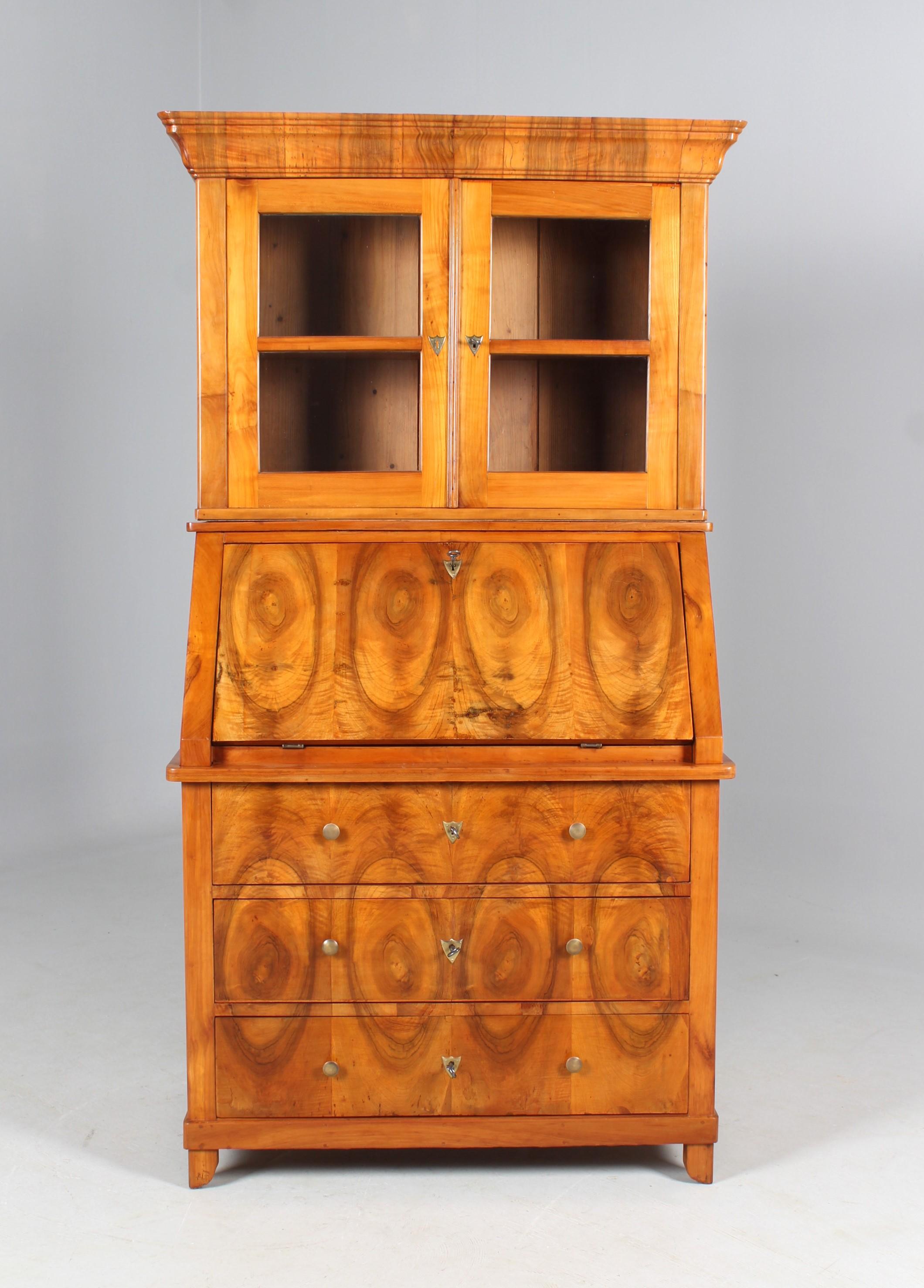Biedermeier Secretary, Bookcase, Cherry, Walnut, 1840s For Sale 3