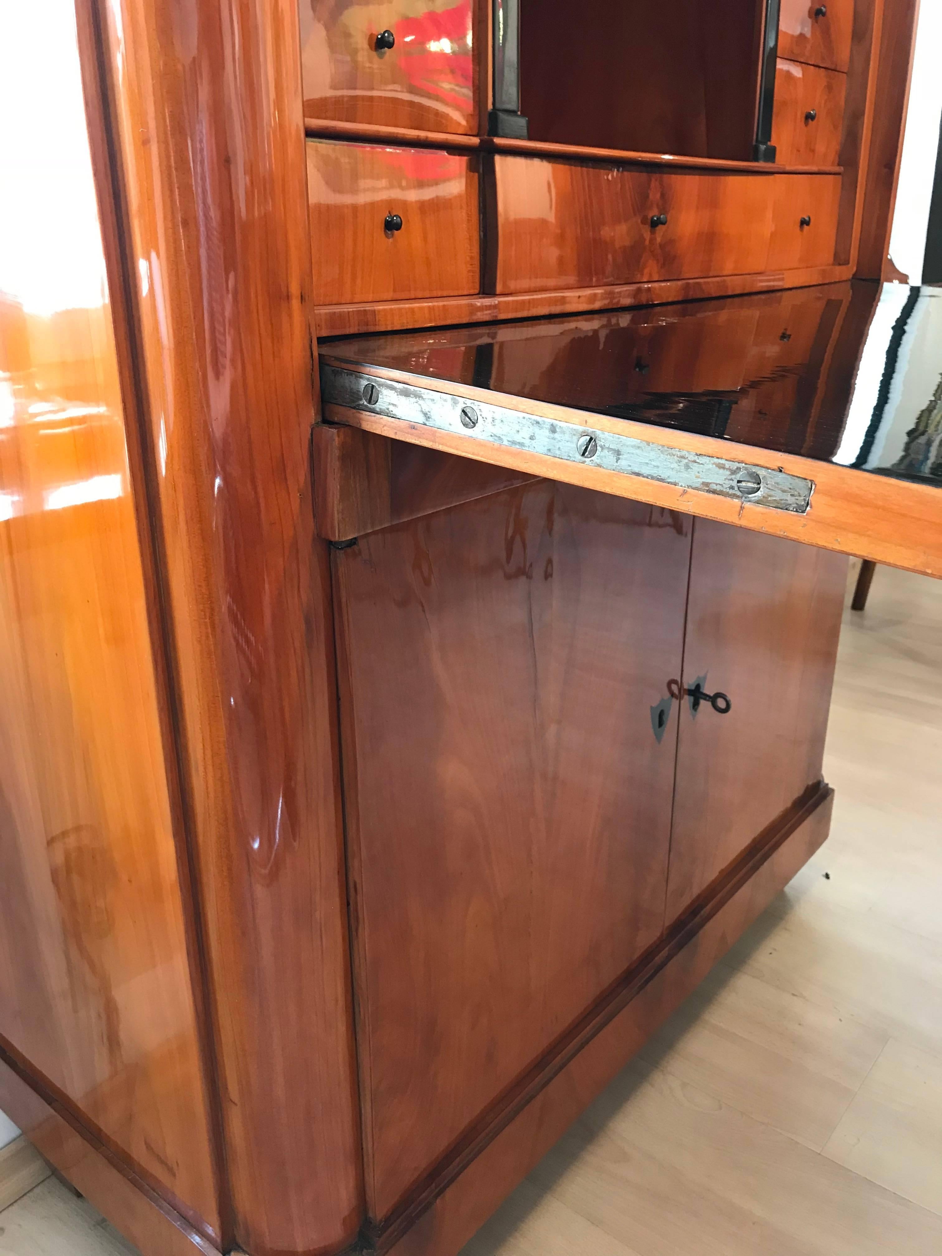 Biedermeier Secretary, Cherry Veneer, Germany circa 1825 9