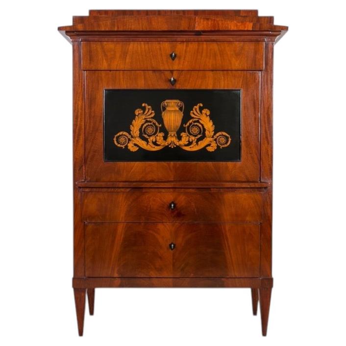 Biedermeier Secretary Desk, 19th Century, Restored, French Polish Finish