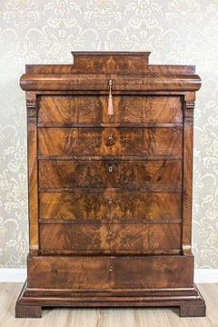 Biedermeier Secretary Desk/Chiffonier Veneered with Mahogany, circa 1837