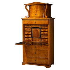 Scrivania Biedermeier in betulla, Germania, circa 1830