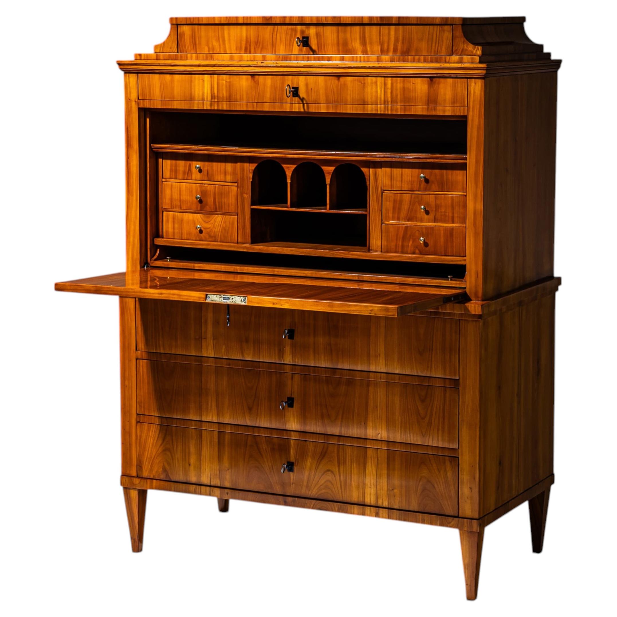 Biedermeier Secretary Desk in Cherrywood, Germany, circa 1820