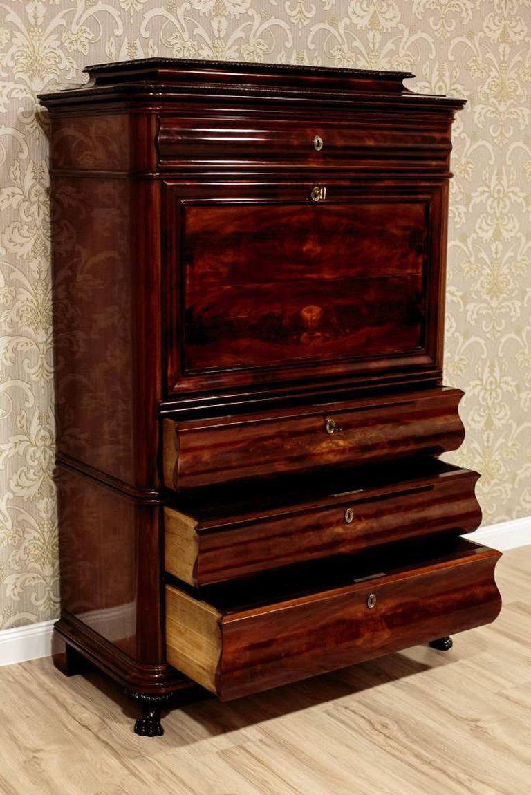 Biedermeier Secretary Desk Veneered with Mahogany, circa 1880 4