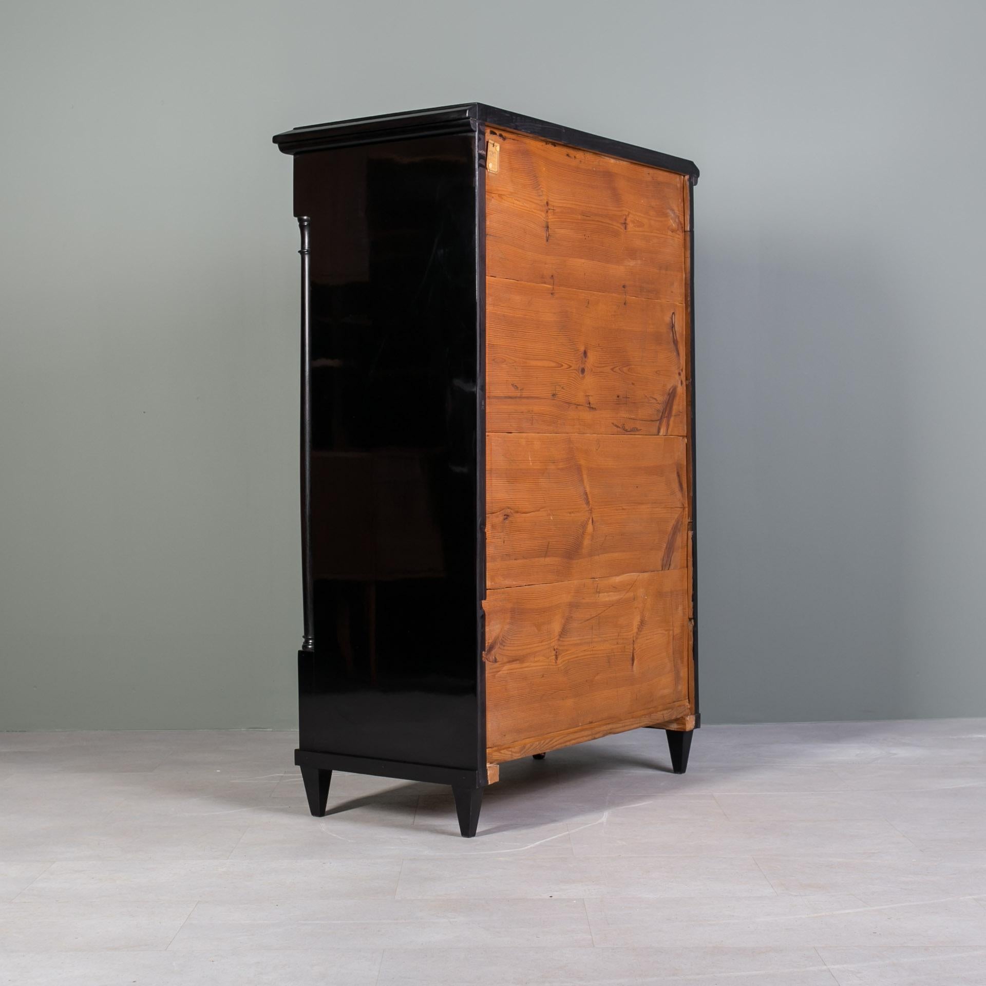 Secretaria Biedermeier, Chapa de Arce, Decoración de Tinta sobre Madera, Alemania, Siglo XIX 11