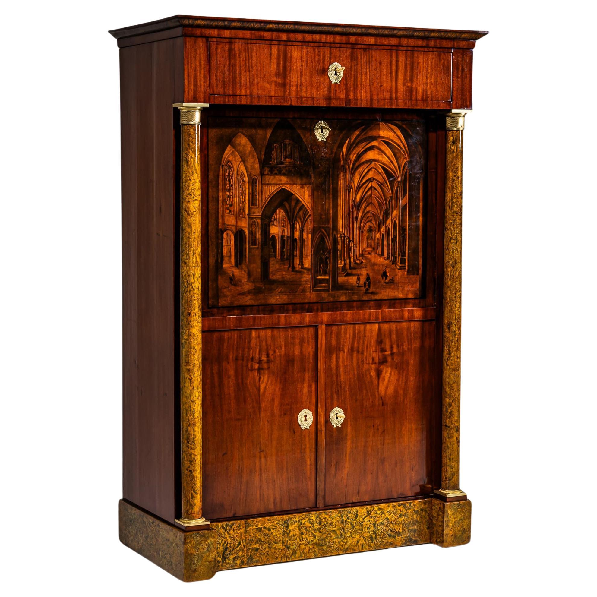 Biedermeier Sekretär w. Transferdekoration, J. G. Hiltl (1771-1845), Mun. 1825 im Angebot