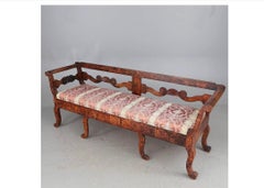 Biedermeier Settle Sofa Quilted Golden Birch Swedish, 19th Century Couch Settle