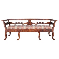 Biedermeier Settle Sofa Quilted Golden Birch Swedish, 19th Century Couch Settle Biedermeier Settle Sofa Quilted Golden Birch Swedish, 19th Century Couch Settle