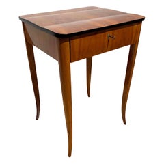 Vintage Biedermeier Sewing Table, Cherry Veneer, South Germany, circa 1830