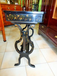 Biedermeier Sewing Table, circa 1830 with Floral Paintings