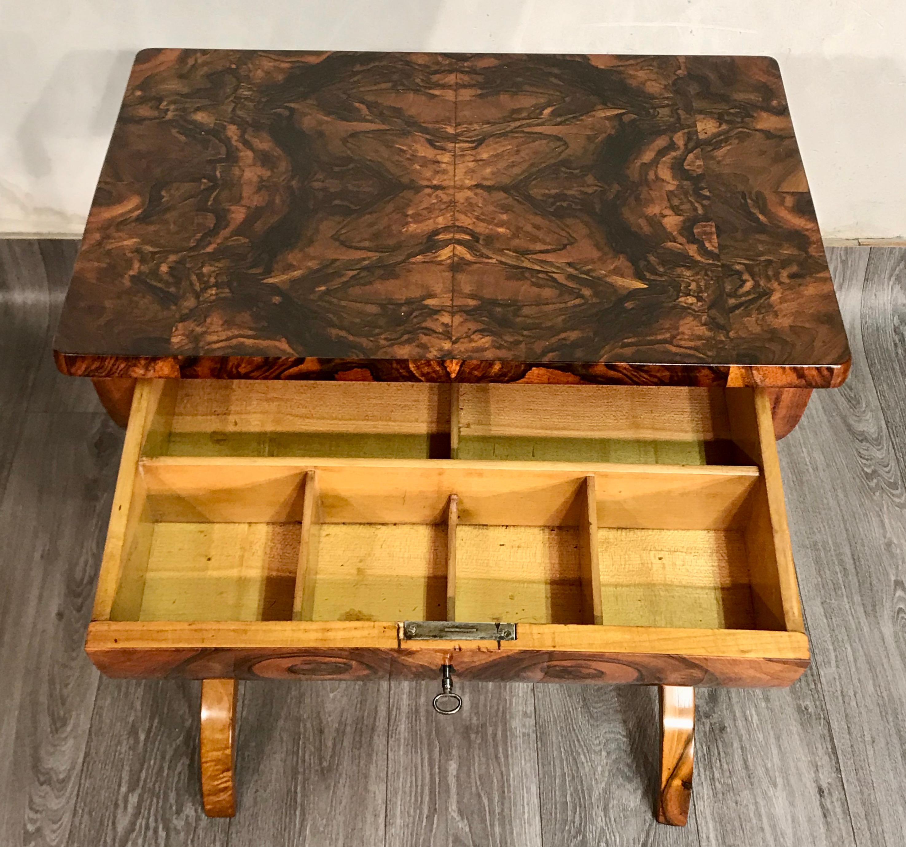 Veneer Biedermeier Sewing Table, Austria 1820, Walnut