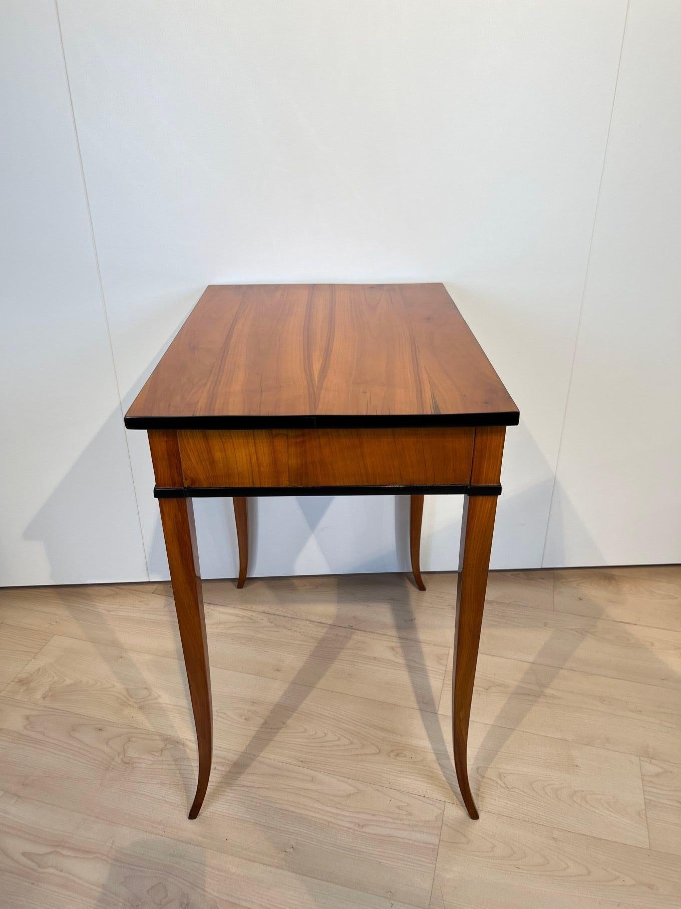 Iron Biedermeier Sewing Table, Cherry Wood, Ebonized, South Germany circa 1825 For Sale