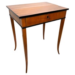 Antique Biedermeier Sewing Table, Cherry Wood, Ebonized, South Germany circa 1825