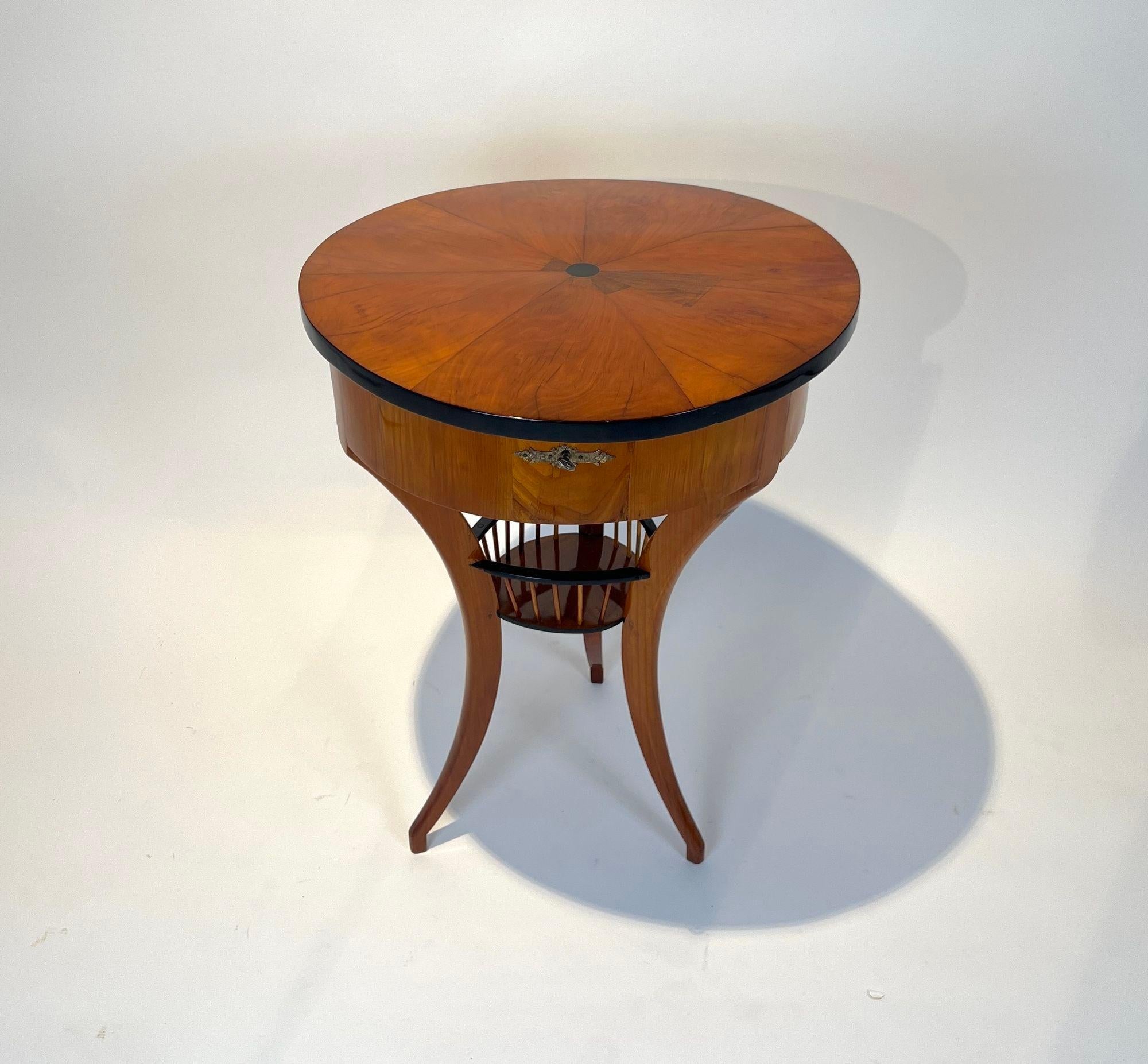 Ebonized Biedermeier Sewing Table, Cherry Wood, South Germany circa 1820 For Sale