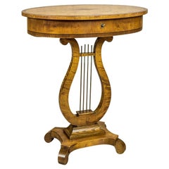 Biedermeier Sewing Table Veneered with Birch