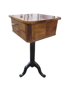 Biedermeier Sewing Table Veneered with Walnut Wood