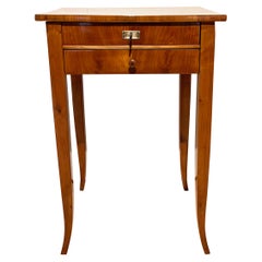 Antique Biedermeier Sewing Table with Drawers, Cherry Veneer, South Germany, circa 1830