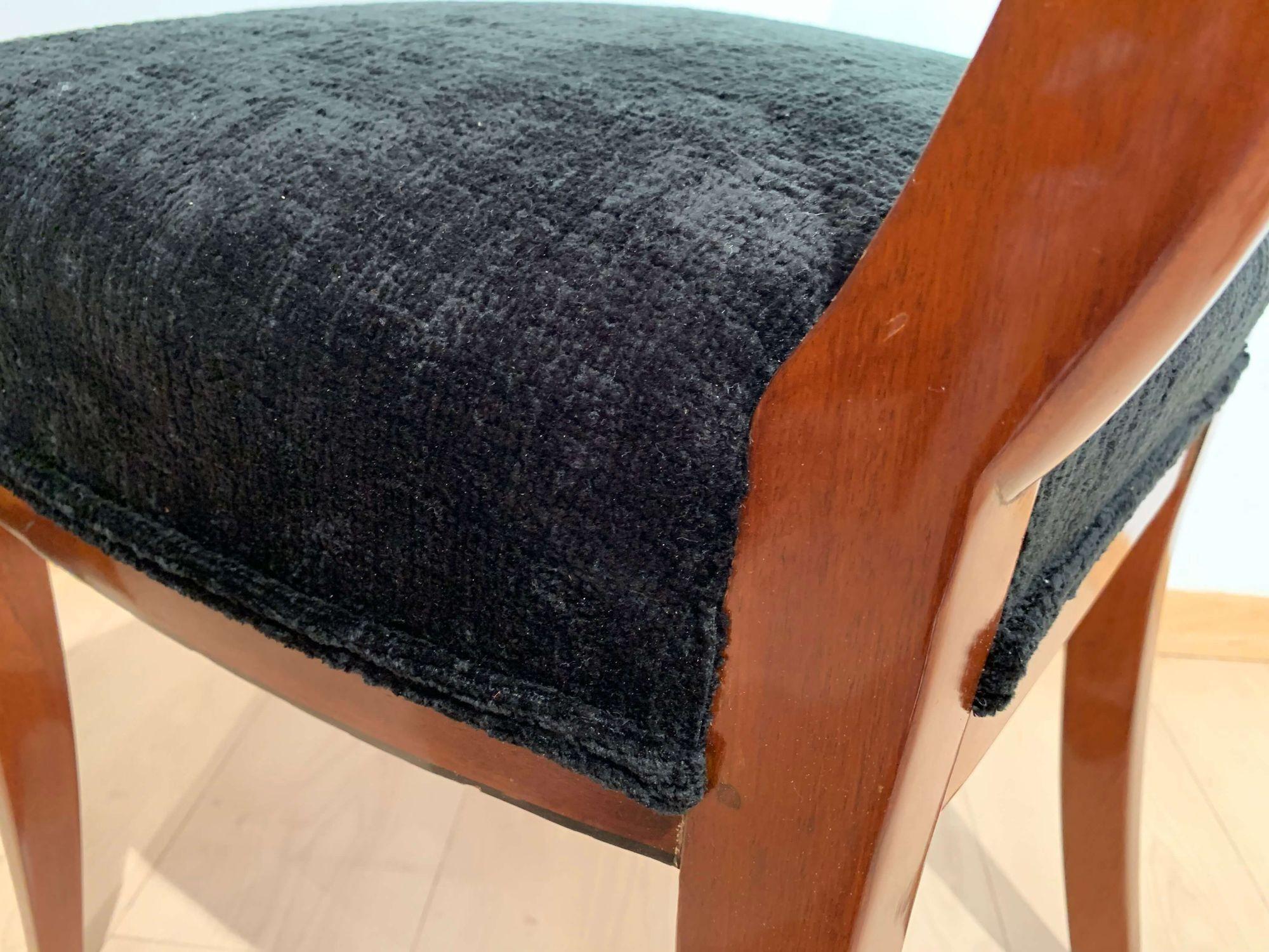 Chaise d'appoint Biedermeier, acajou, incrustations d'ébène, velours noir, Autriche vers 1820 en vente 10