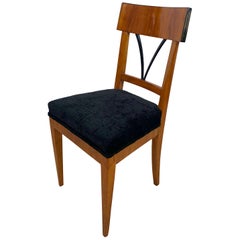 Biedermeier Side Chair, Polished Cherry, Black Velvet, South Germany, circa 1820