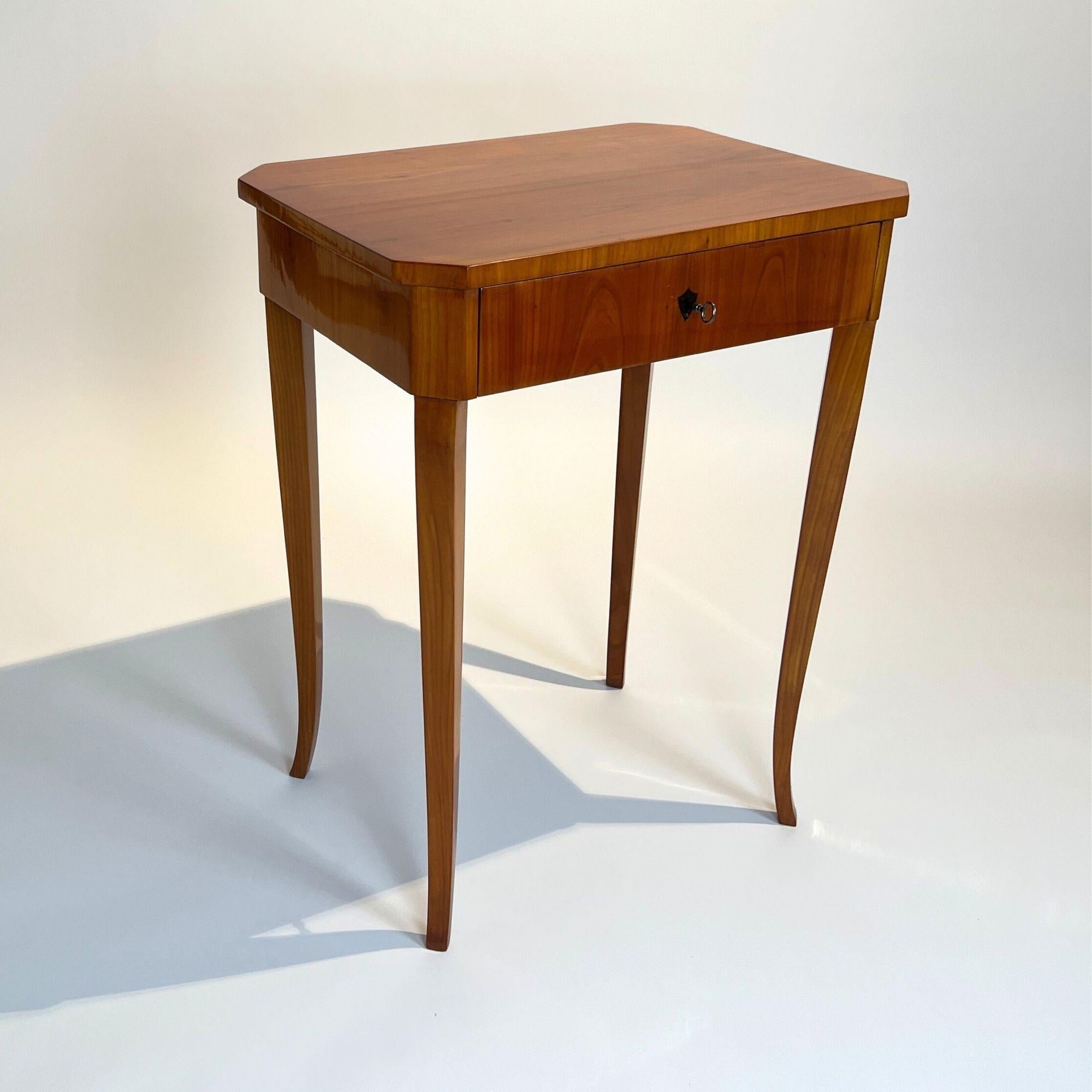 Iron Biedermeier Side or Sewing Table, Cherry Wood, South Germany circa 1830 For Sale