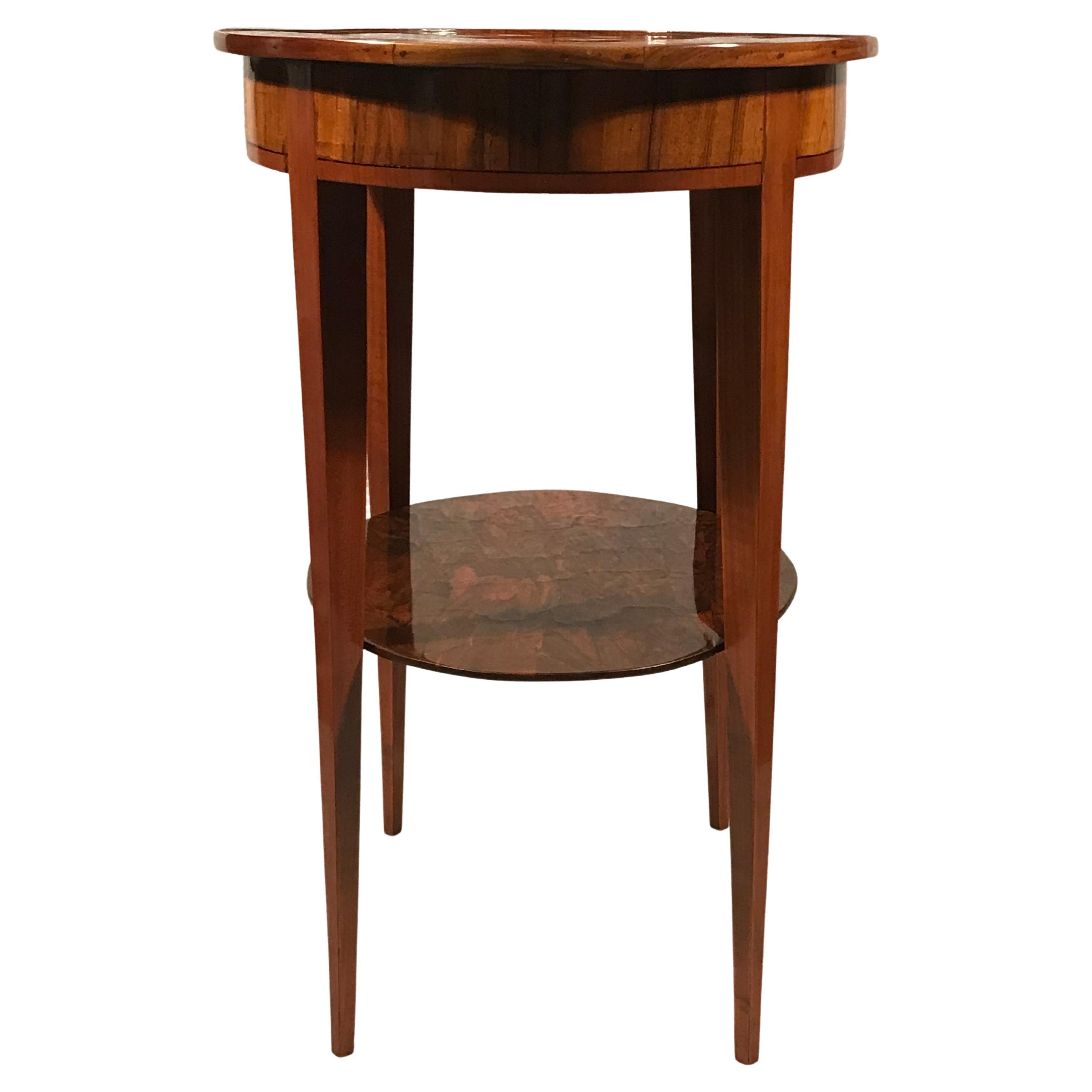 Veneer Biedermeier Side Table, Germany 1820, Walnut For Sale