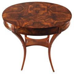 Antique Biedermeier Side Table, South Germany 1820, Walnut Veneer