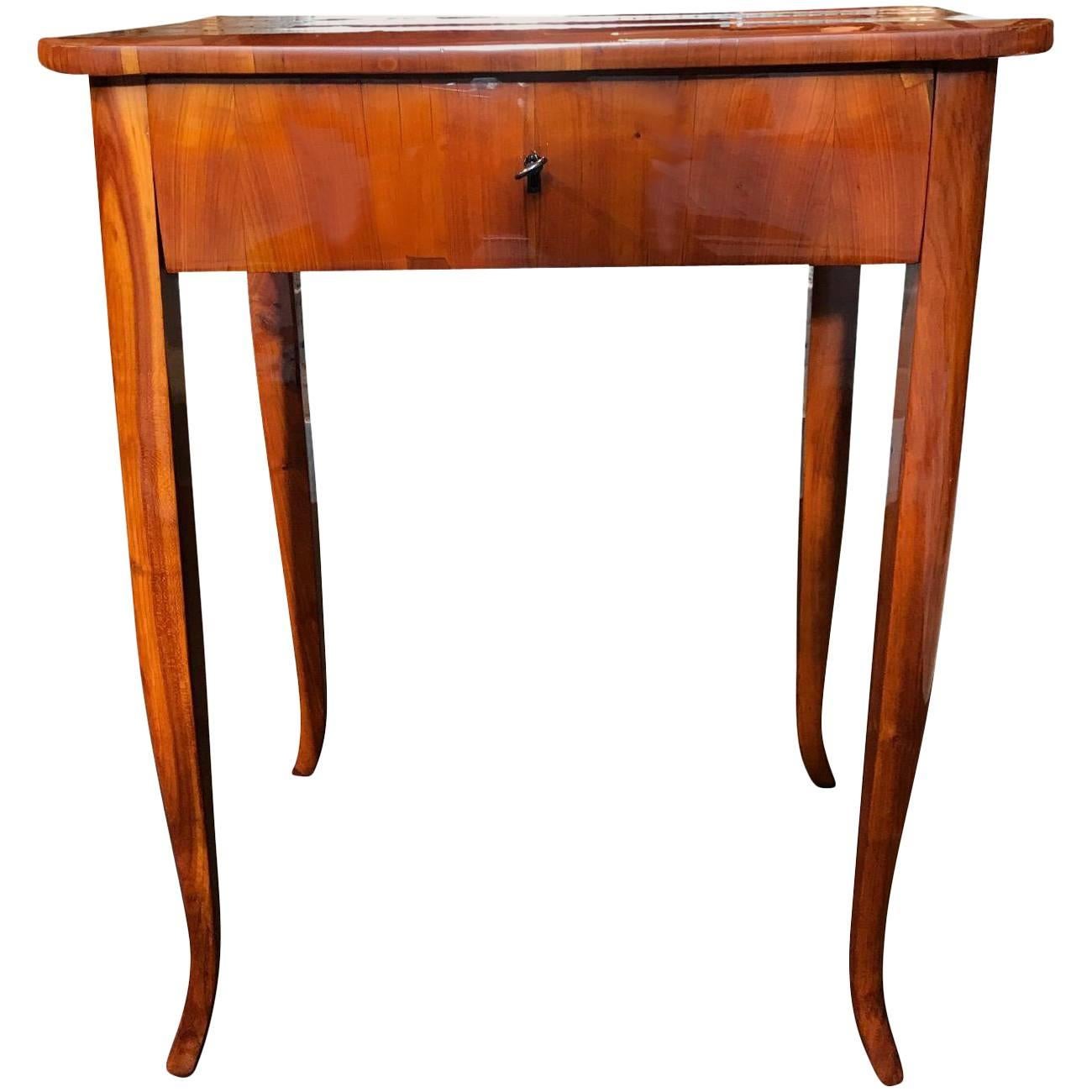 Biedermeier Side Table with Drawer, Cherry Veneer, South Germany circa 1830