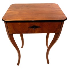 Antique Biedermeier Side Table with Drawer, Cherry Veneer, South Germany, circa 1830