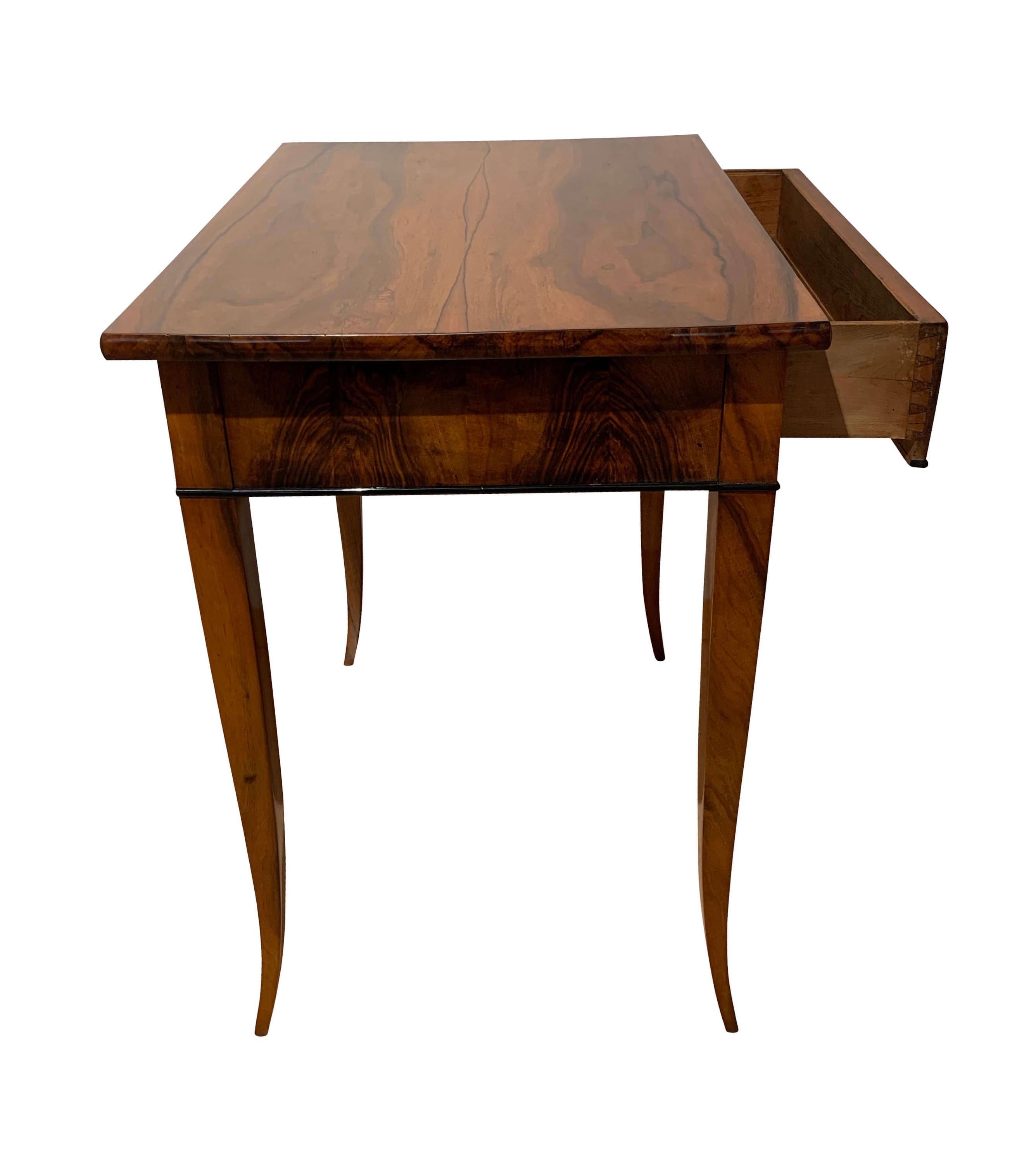 Ebonized Biedermeier Side Table with Drawer, Walnut Veneer, South Germany, circa 1820