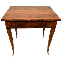 Biedermeier Side Table with Drawer, Walnut Veneer, South Germany, circa 1820