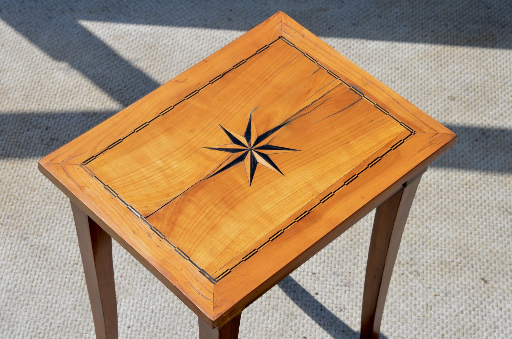 Biedermeier Side Table with North Star Inlay In Good Condition In Charlottesville, VA