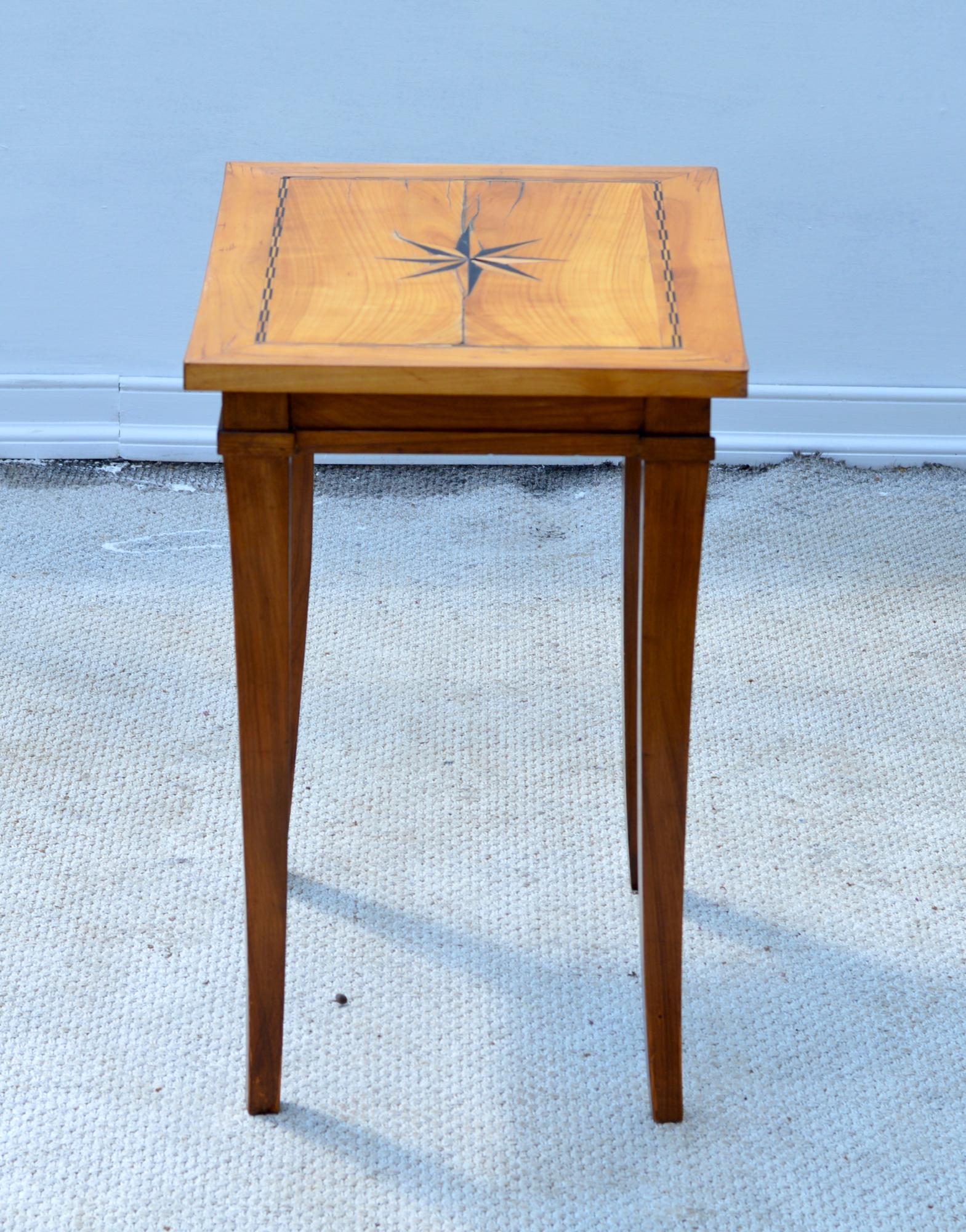 20th Century Biedermeier Side Table with North Star Inlay