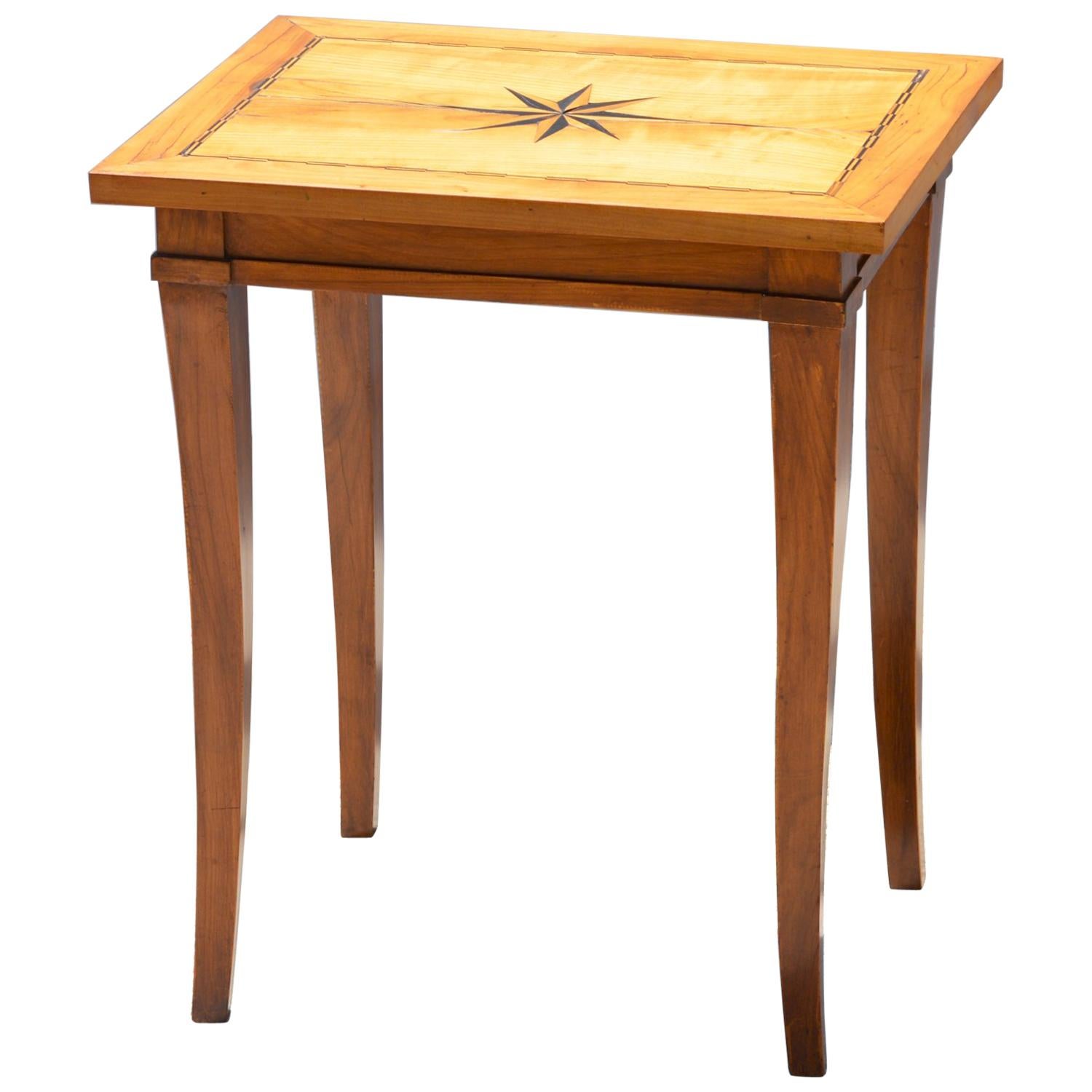 Biedermeier Side Table with North Star Inlay