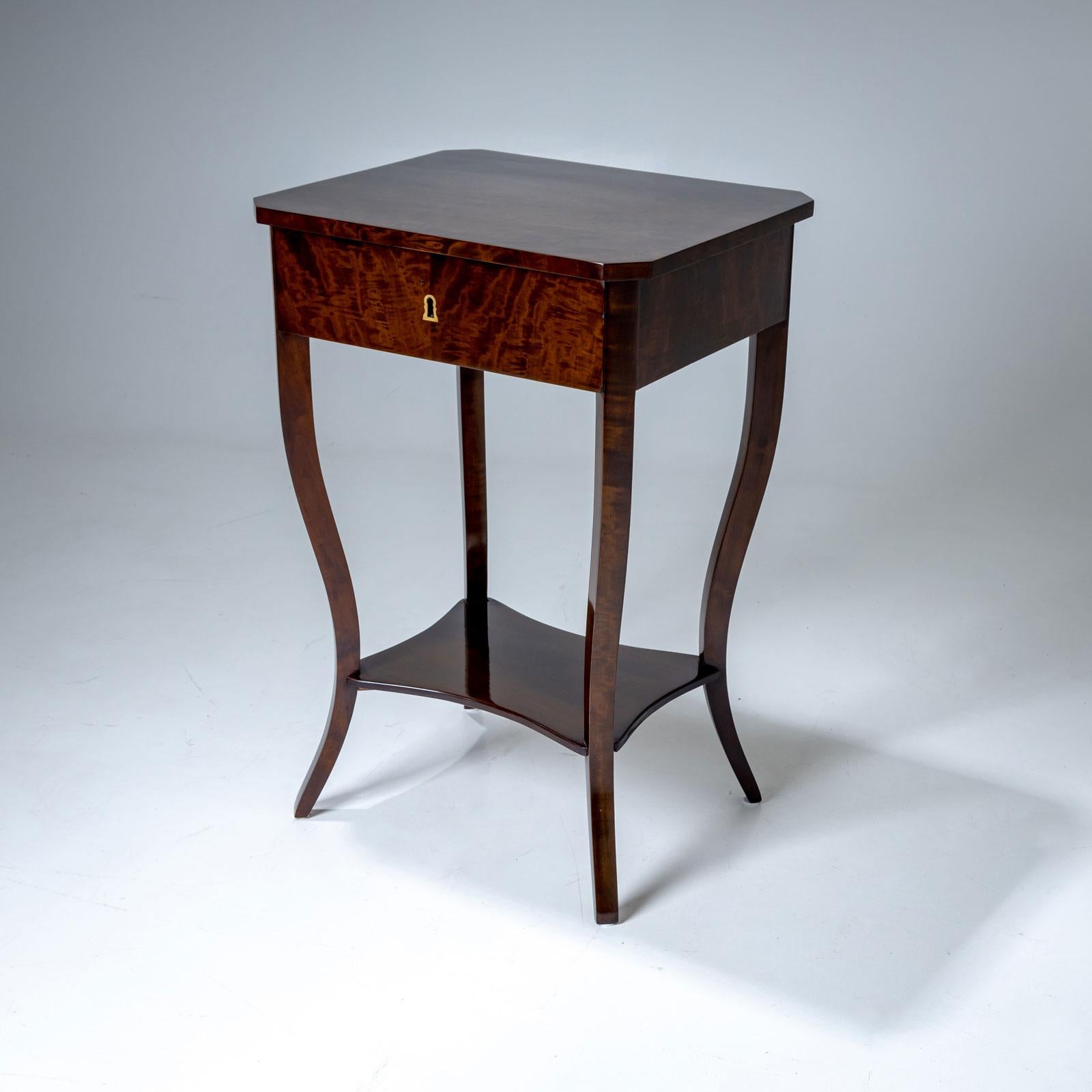Wood Biedermeier Side Table with one Drawer, circa 1830 For Sale