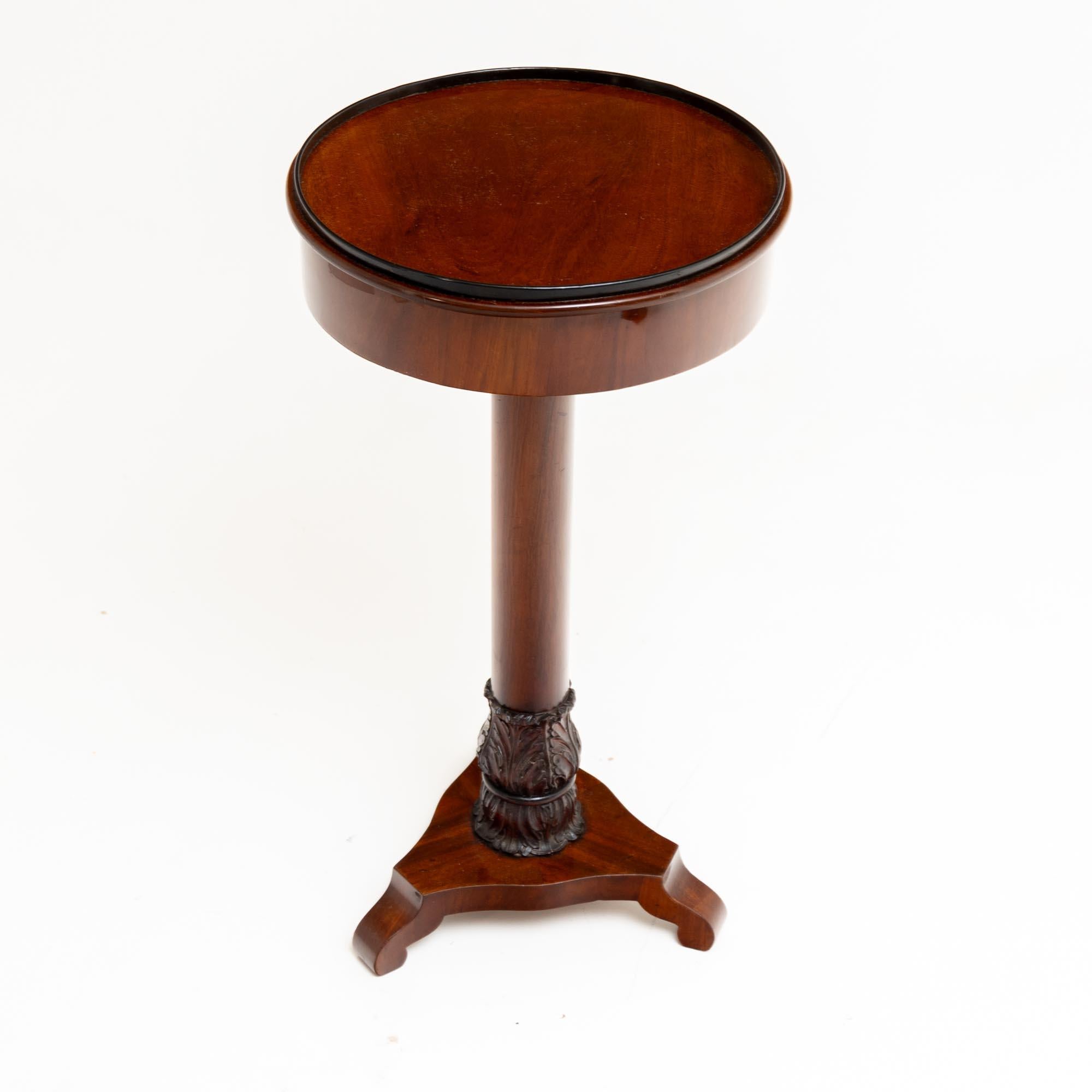 Biedermeier Side Table with trefoil Base, Mahogany, circa 1830 For Sale