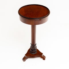 Antique Biedermeier Side Table with trefoil Base, Mahogany, circa 1830