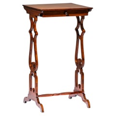 Biedermeier Side Table, Wood, Restored, Shaped Legs, Circa 1840