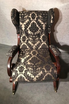 Biedermeier Sleigh Back Wing Chair Attributed to Karl Friedrich Schinkel 1825