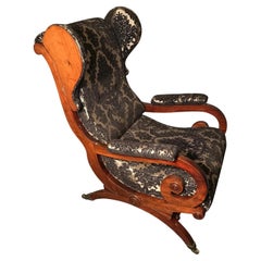 Biedermeier Sleigh Back Wing Chair Attributed to Karl Friedrich Schinkel 1825