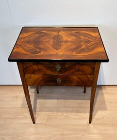 Biedermeier Small Furniture, Walnut Veneer, Brass, Austria circa 1820