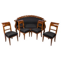 Biedermeier Sofa and 4 Dining Chairs,  Germany, 19th Century