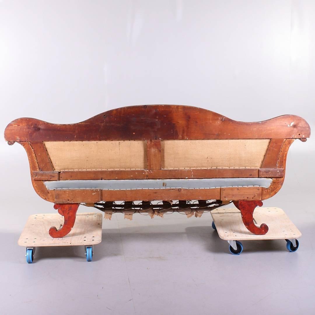 Polished Biedermeier Sofa Couch Empire Settle Swedish 19th Century 3-4 Seat Loveseat For Sale